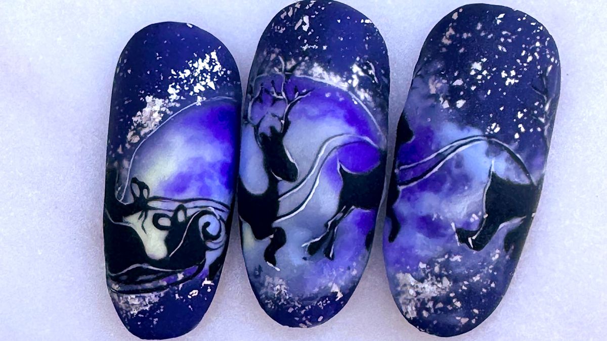 Mikulás szán kék háttérrel