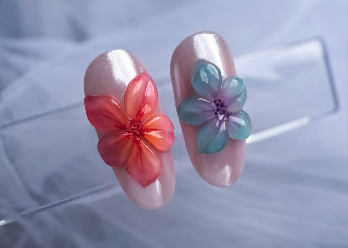3D üvegvirágok a körmökön Acrylgel felhasználásával