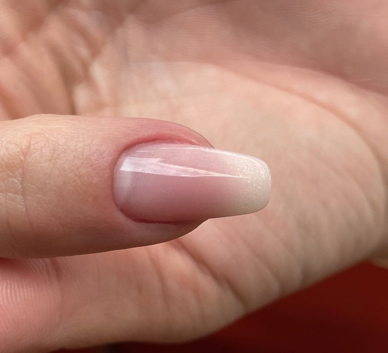 Shimmer Latte baby boomer acrylgélből