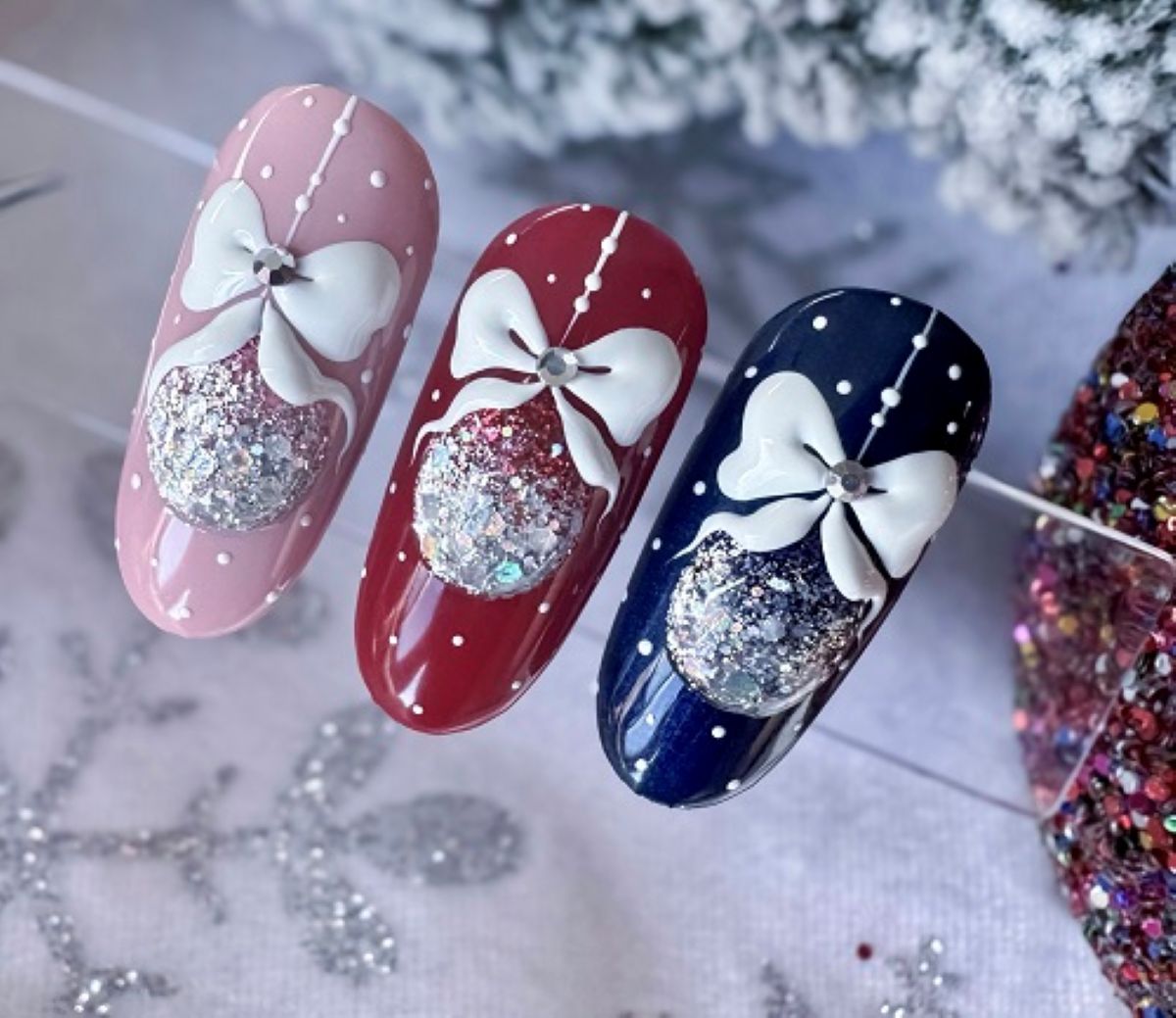 Karácsonyi hógömb masnival