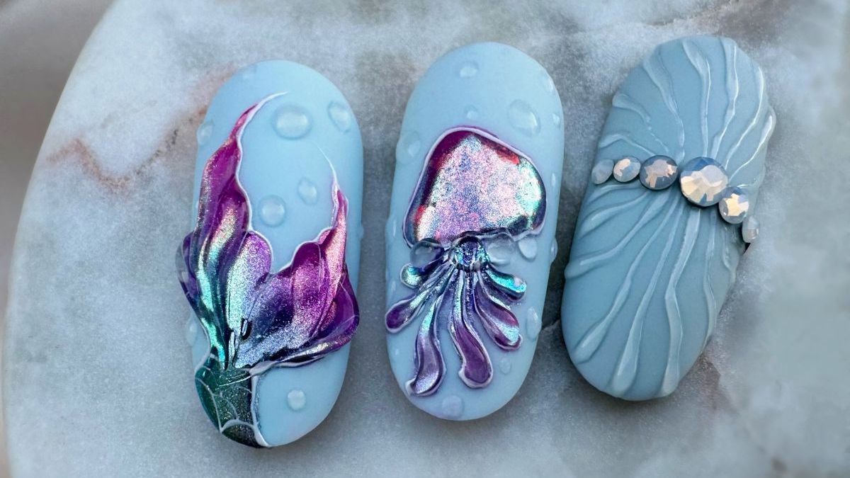 3D sellős tengeri körömdíszítés