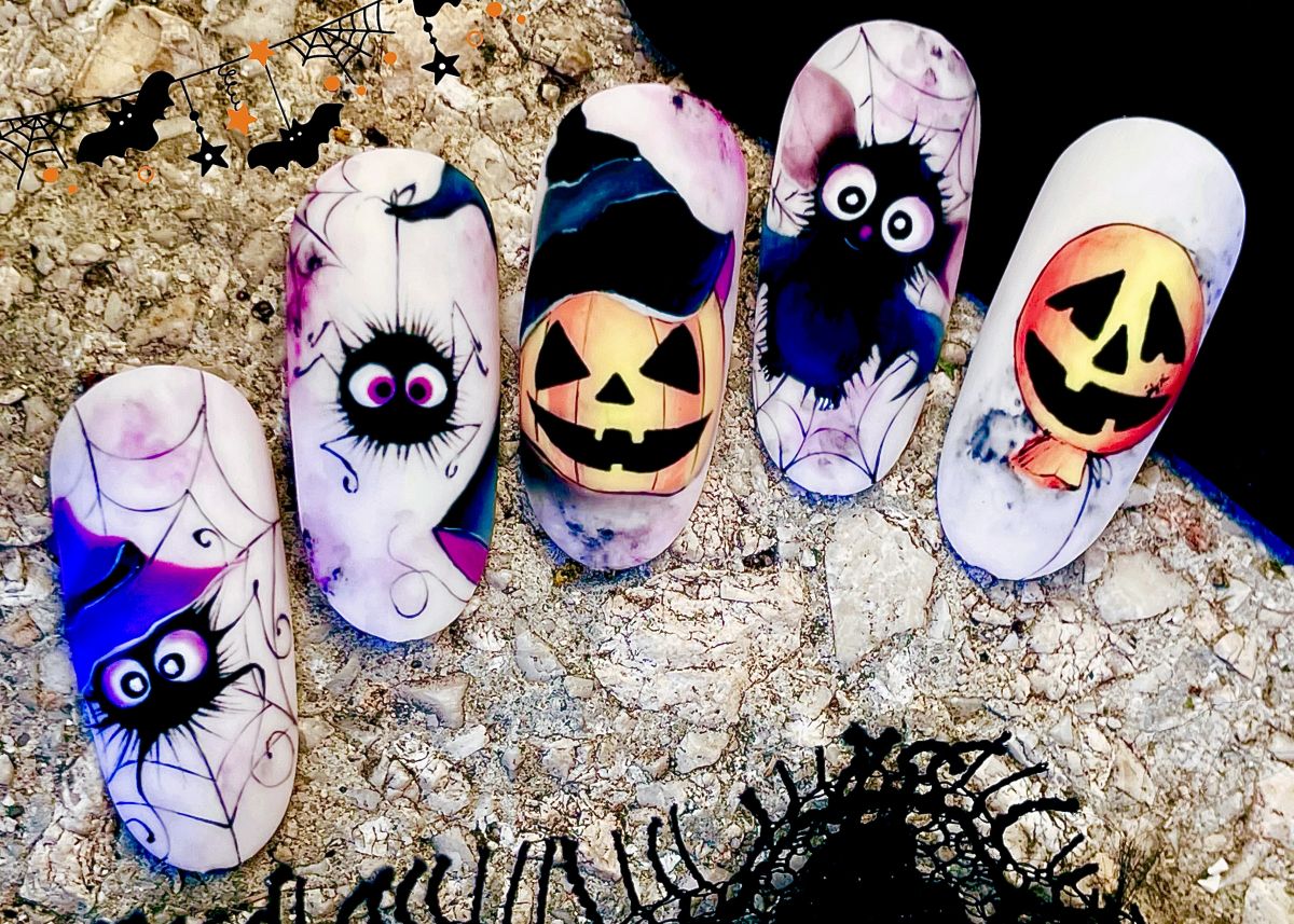 Pókháló és töklámpás minta Halloween-re