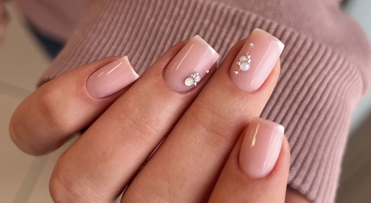 Sheer nails köves díszítéssel