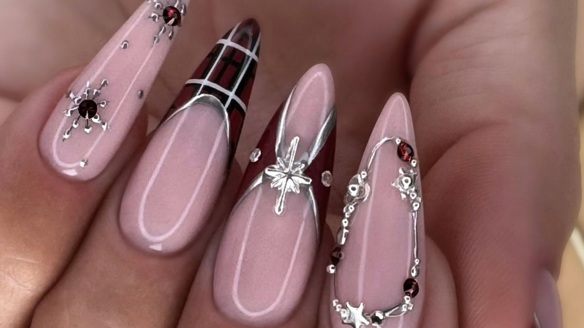 kockás-köves stiletto