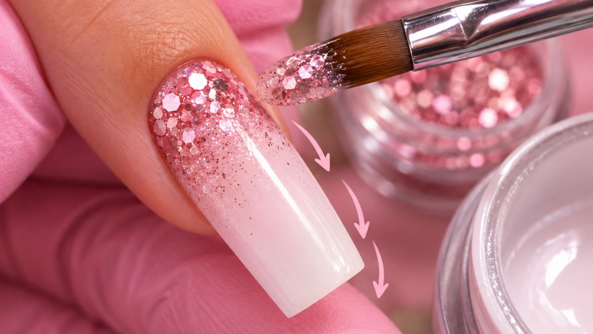 Csillámok eldolgozása glitter ombre díszítésnél